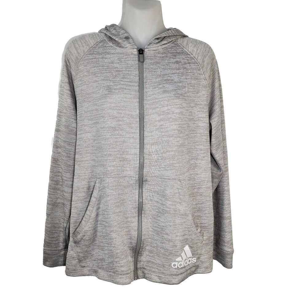 Adidas Womens Hoodie Jacket Size Large Sport 2 Street Full Zip Gray Pockets Logo